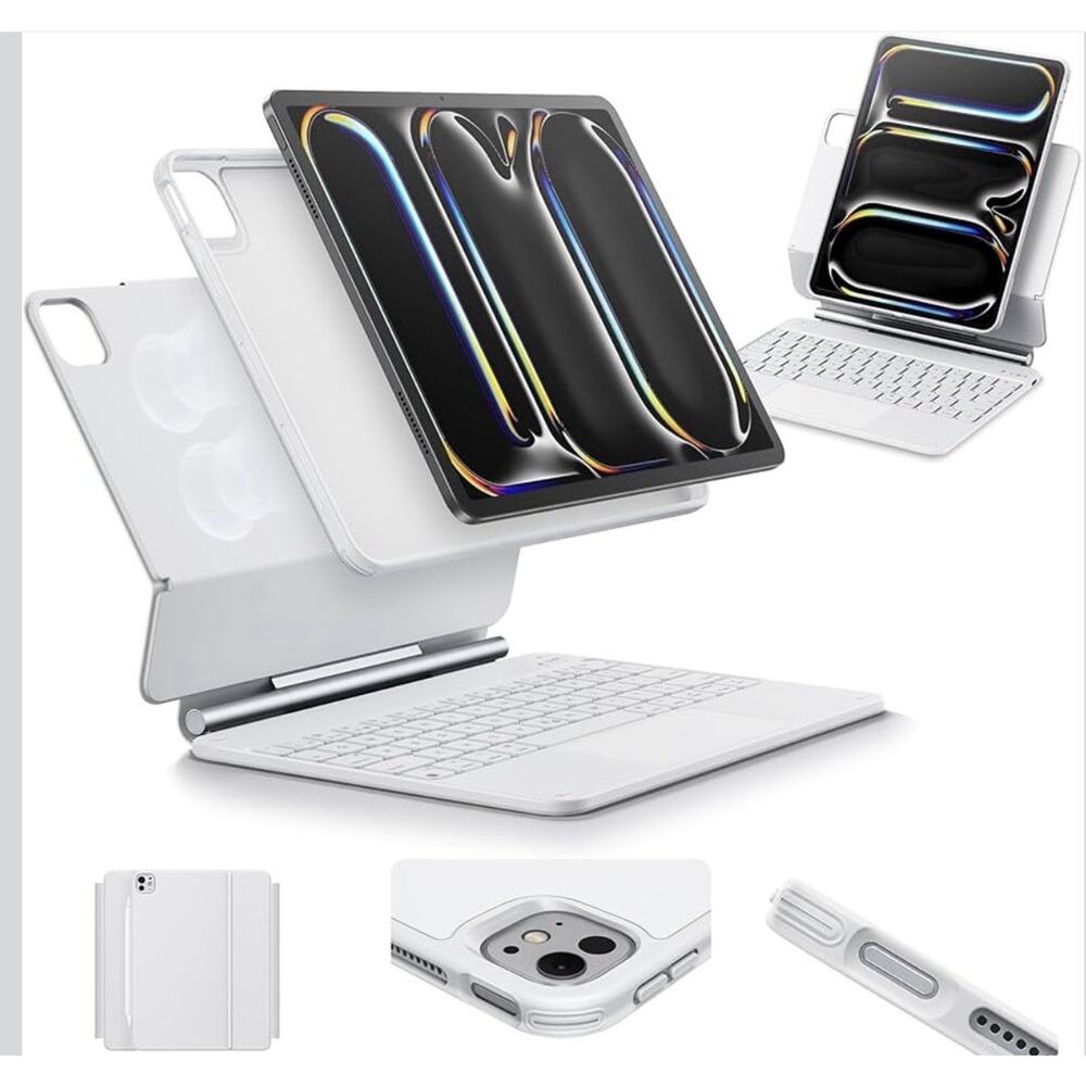 ESR iPad Pro 11 Inch Case with Keyboard (M4, 2024), iPad Pro 11 (5th Gen) White
